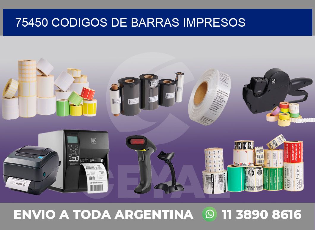 75450 codigos de barras impresos
