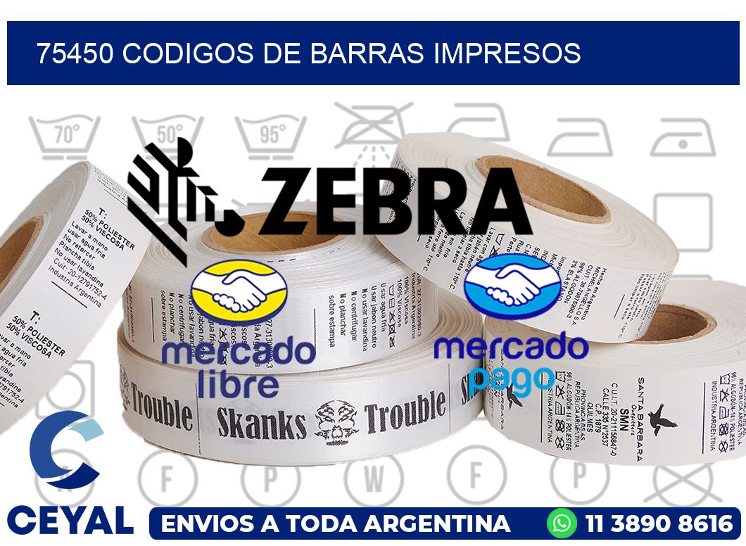 75450 codigos de barras impresos