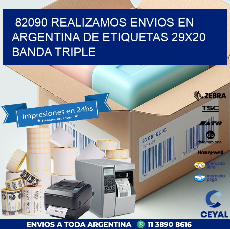82090 REALIZAMOS ENVIOS EN ARGENTINA DE ETIQUETAS 29X20 BANDA TRIPLE