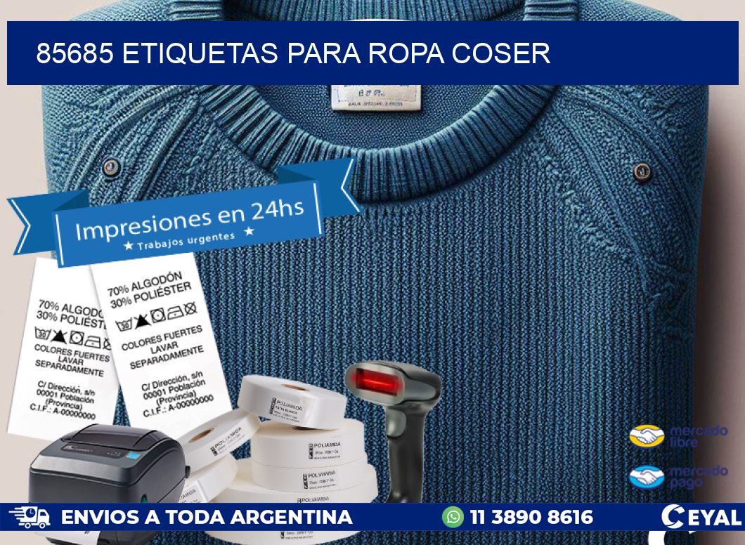 85685 ETIQUETAS PARA ROPA COSER
