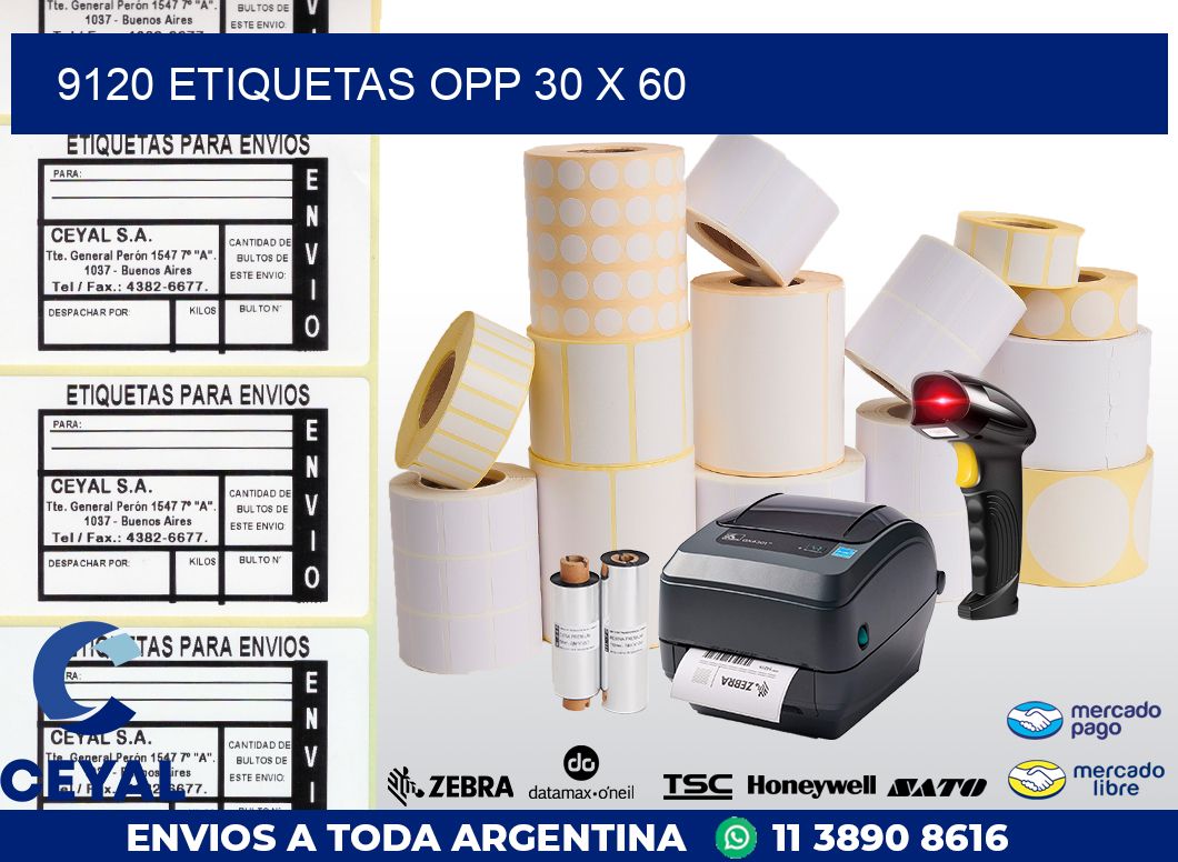 9120 ETIQUETAS OPP 30 X 60