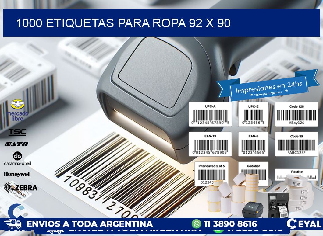 1000 ETIQUETAS PARA ROPA 92 x 90