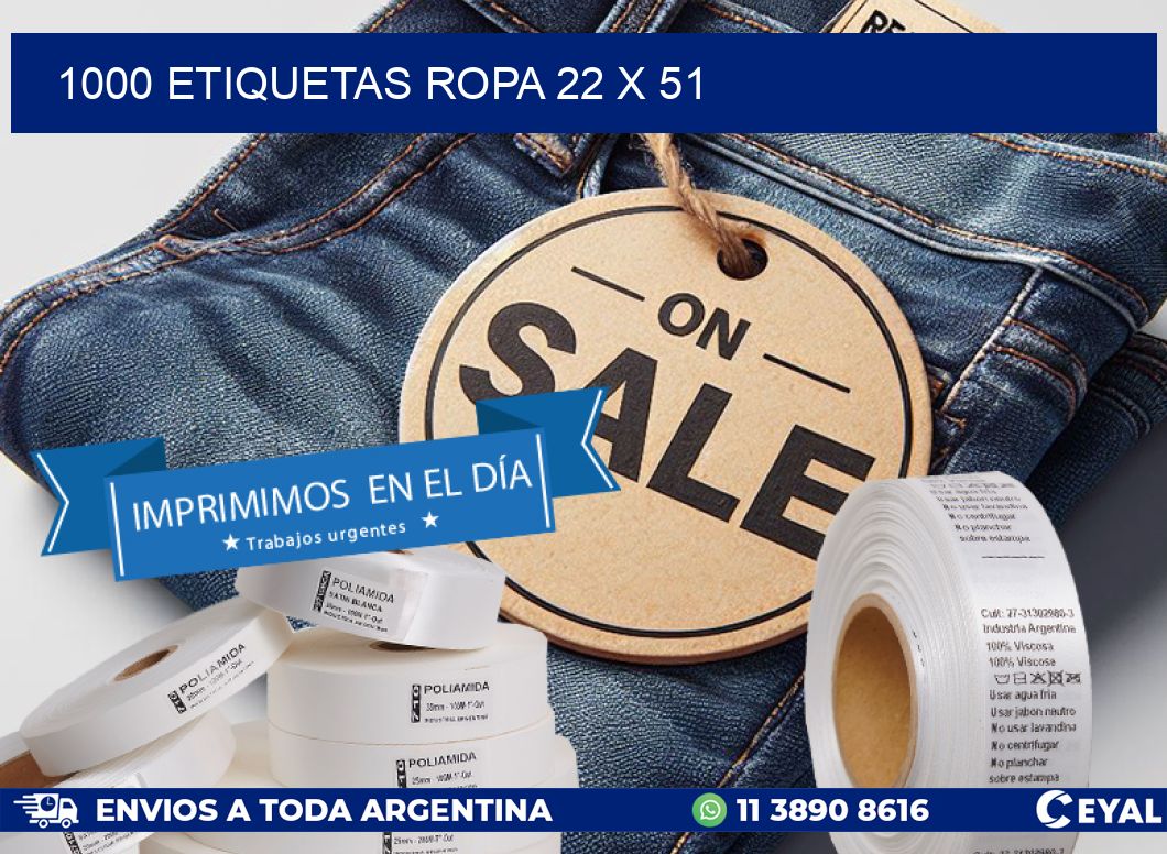 1000 ETIQUETAS ROPA 22 x 51