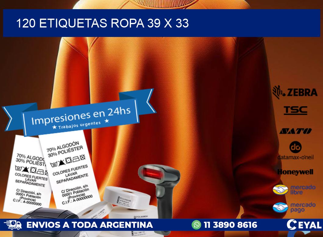 120 ETIQUETAS ROPA 39 x 33