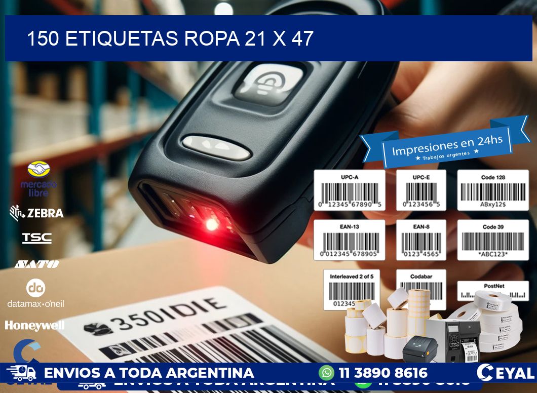 150 ETIQUETAS ROPA 21 x 47