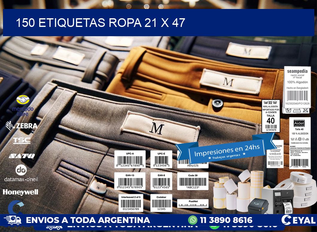 150 ETIQUETAS ROPA 21 x 47