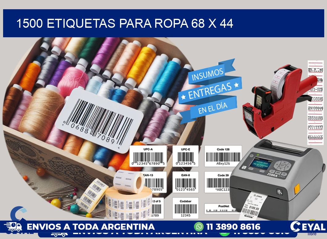 1500 ETIQUETAS PARA ROPA 68 x 44