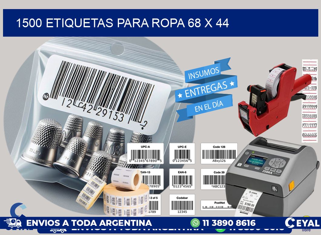 1500 ETIQUETAS PARA ROPA 68 x 44