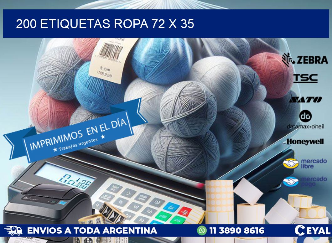 200 ETIQUETAS ROPA 72 x 35