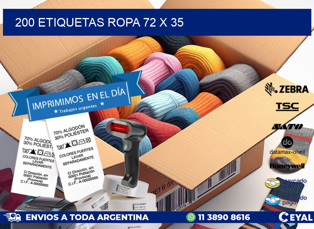 200 ETIQUETAS ROPA 72 x 35