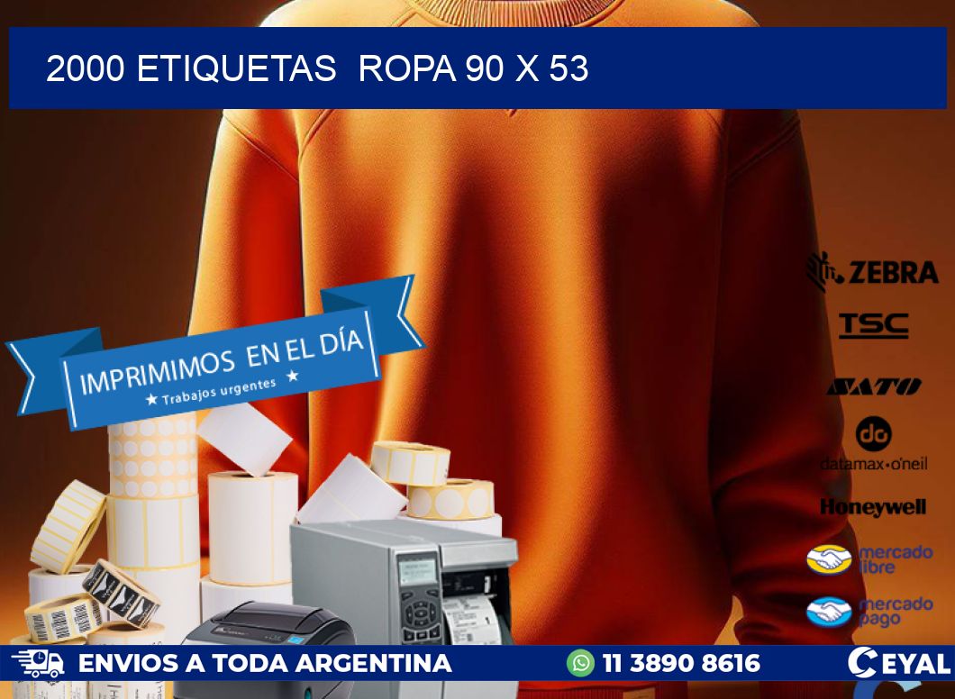 2000 ETIQUETAS  ROPA 90 x 53