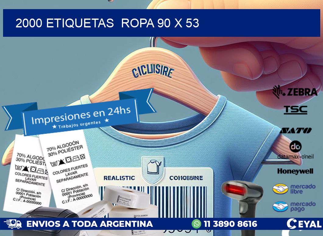 2000 ETIQUETAS  ROPA 90 x 53