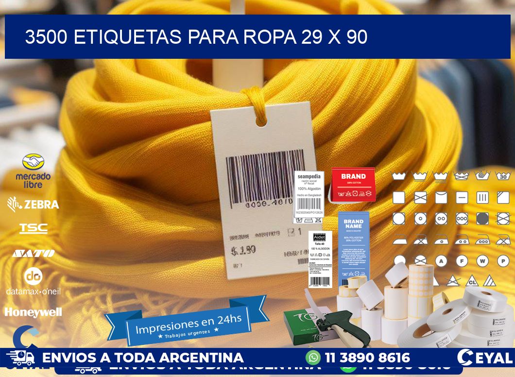3500 ETIQUETAS PARA ROPA 29 x 90