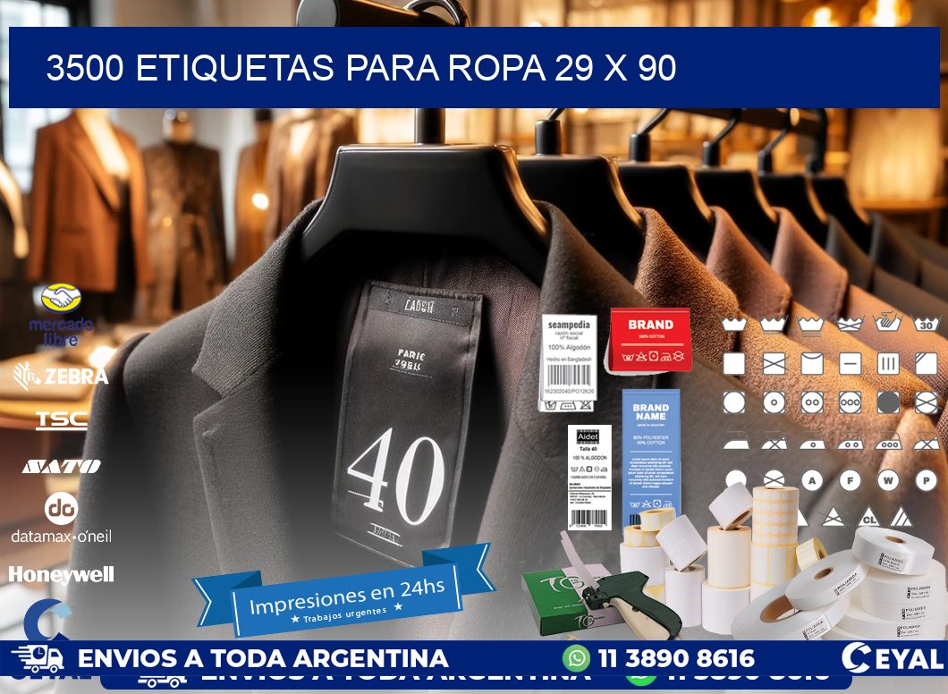 3500 ETIQUETAS PARA ROPA 29 x 90