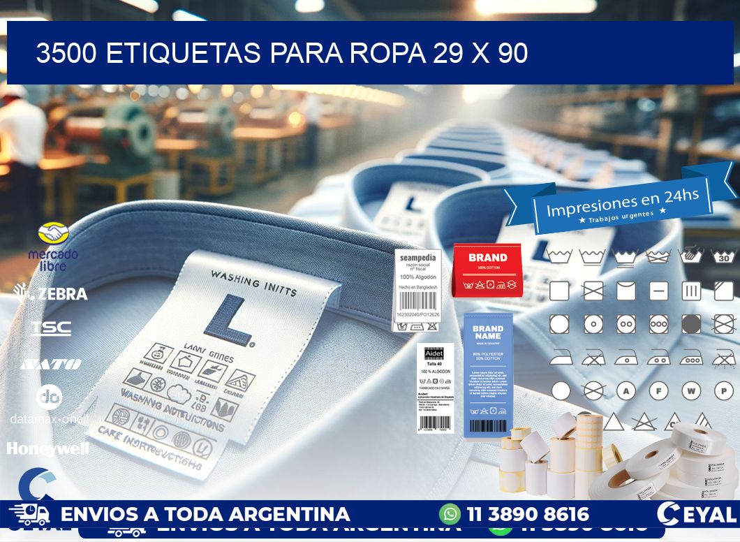 3500 ETIQUETAS PARA ROPA 29 x 90