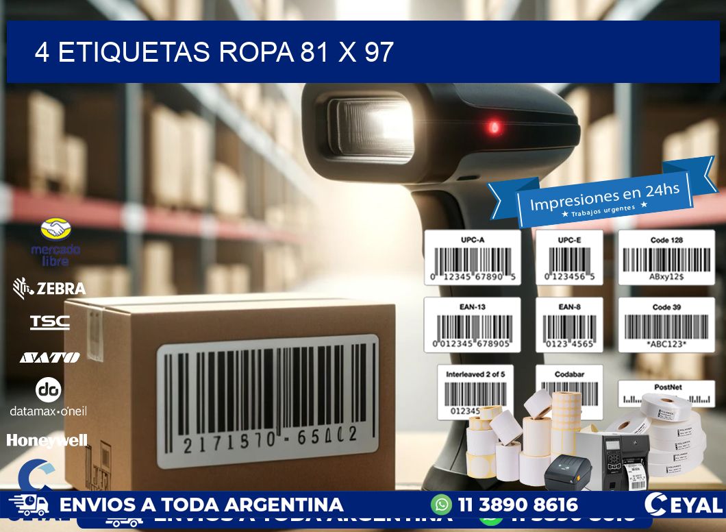 4 ETIQUETAS ROPA 81 x 97