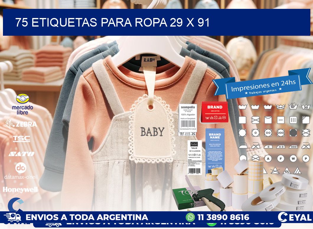 75 ETIQUETAS PARA ROPA 29 x 91