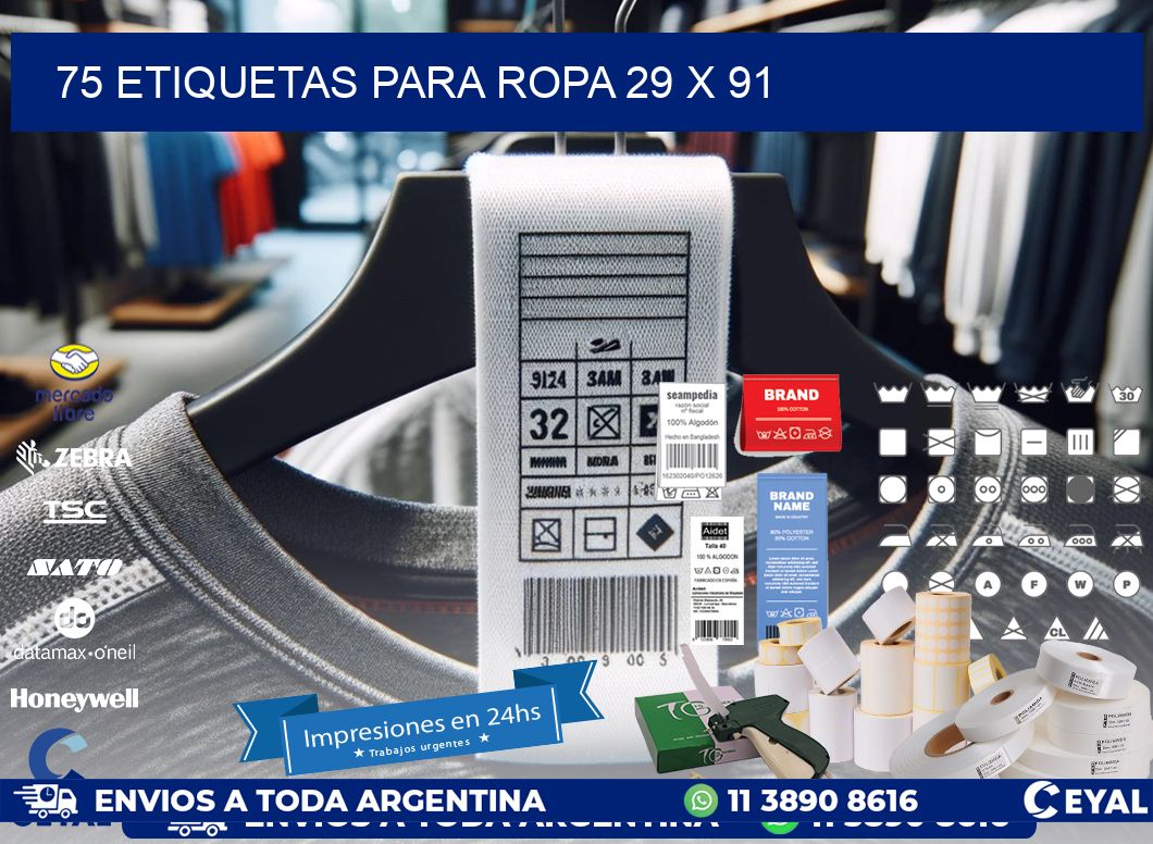75 ETIQUETAS PARA ROPA 29 x 91