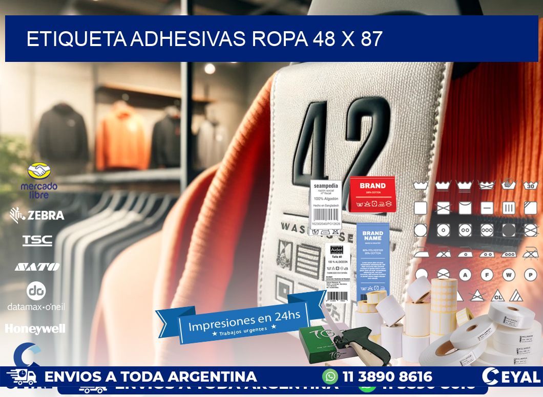 ETIQUETA ADHESIVAS ROPA 48 x 87