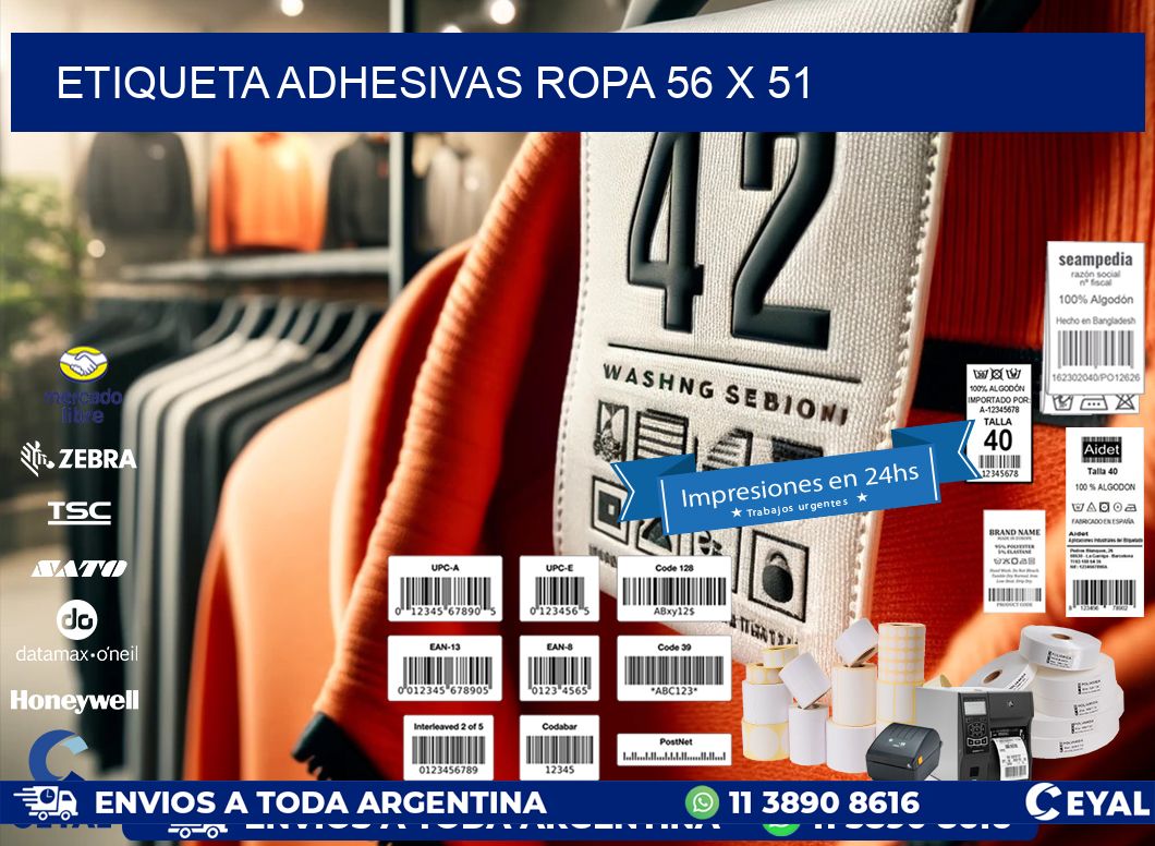 ETIQUETA ADHESIVAS ROPA 56 x 51