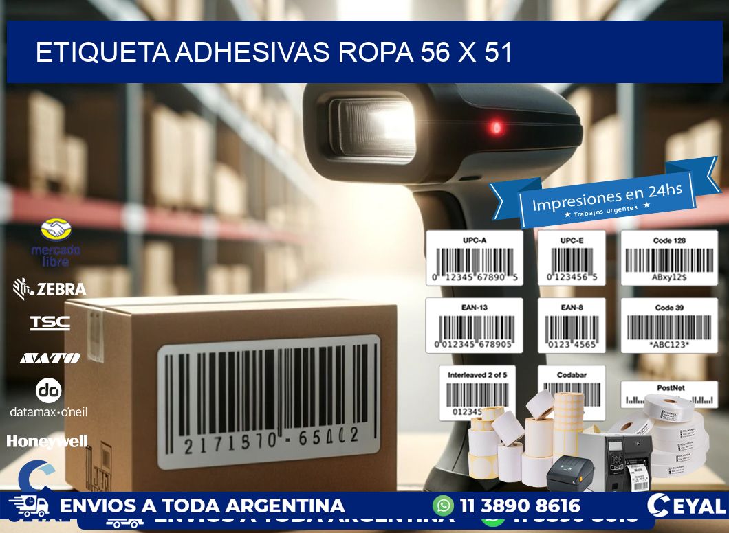 ETIQUETA ADHESIVAS ROPA 56 x 51