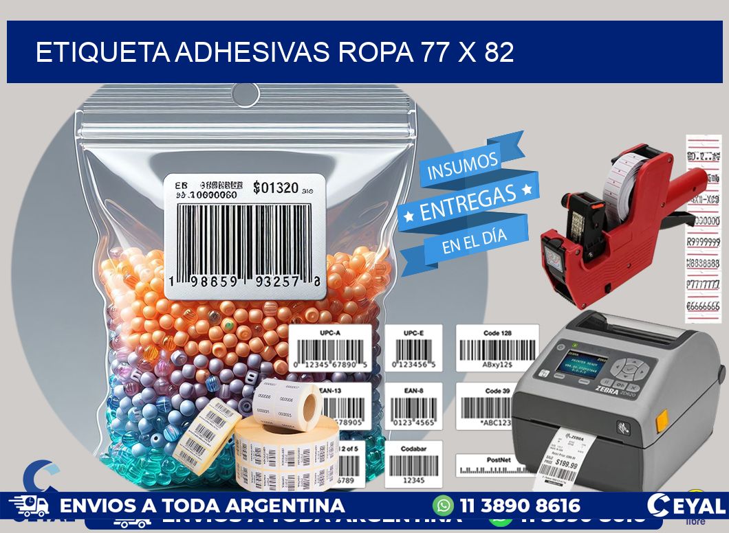 ETIQUETA ADHESIVAS ROPA 77 x 82