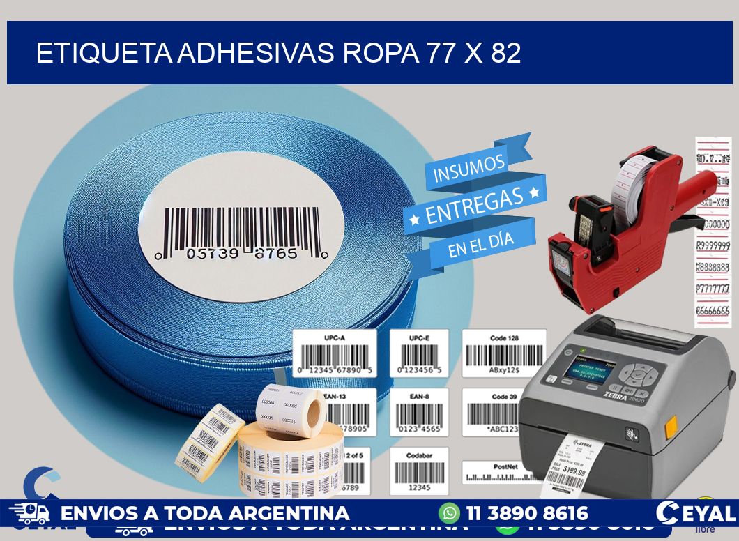ETIQUETA ADHESIVAS ROPA 77 x 82