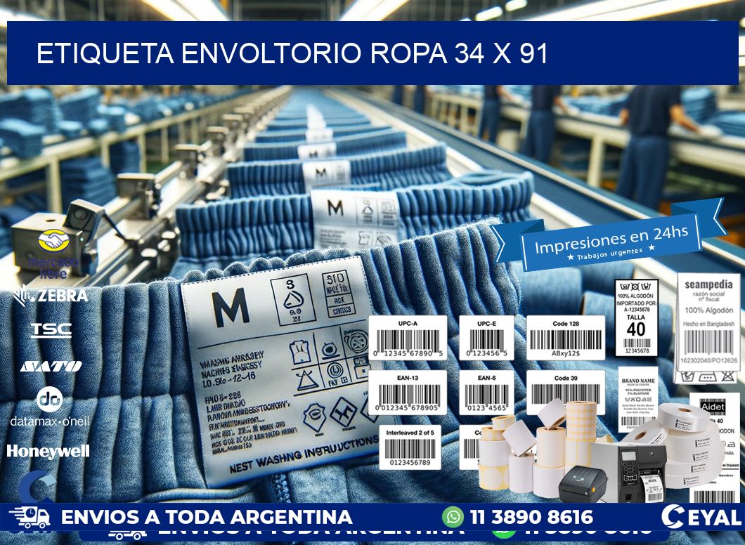 ETIQUETA ENVOLTORIO ROPA 34 x 91