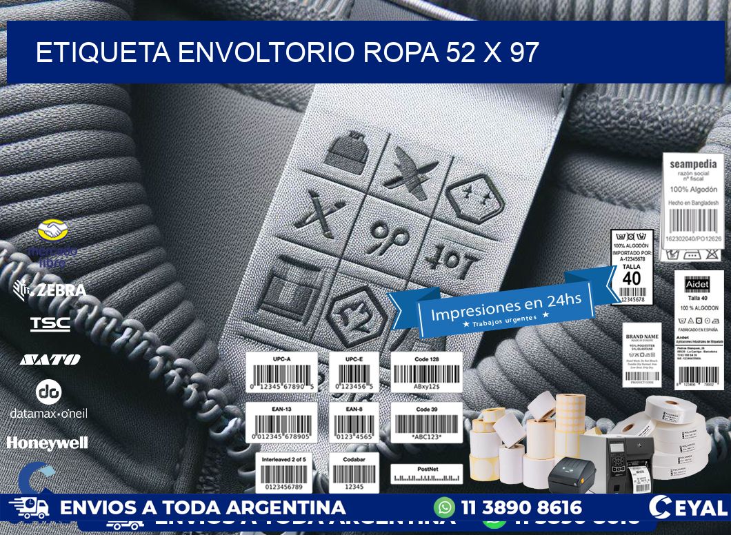 ETIQUETA ENVOLTORIO ROPA 52 x 97