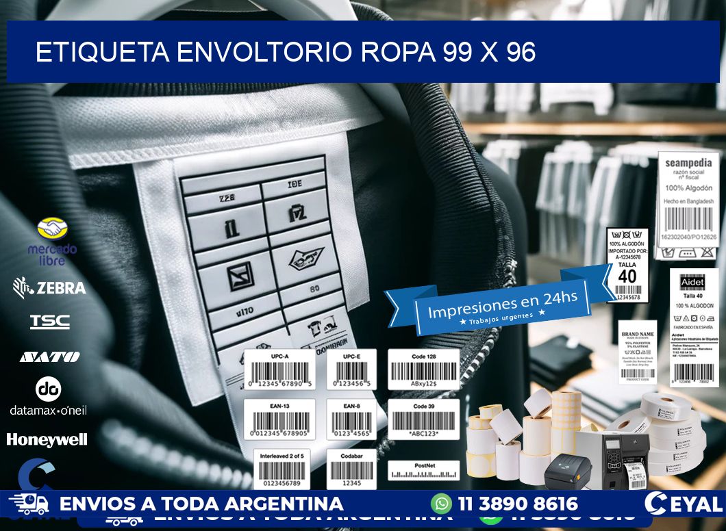 ETIQUETA ENVOLTORIO ROPA 99 x 96