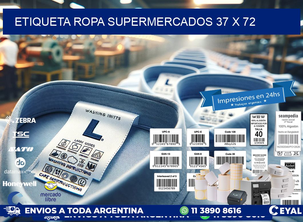 ETIQUETA ROPA SUPERMERCADOS 37 x 72