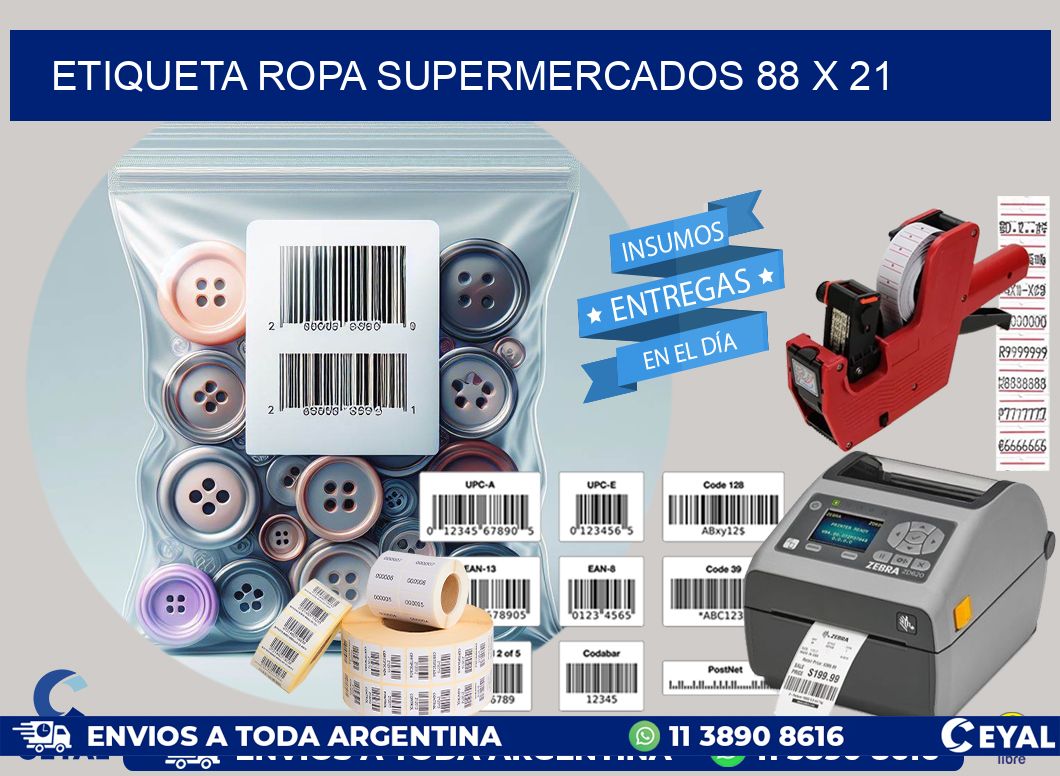 ETIQUETA ROPA SUPERMERCADOS 88 x 21