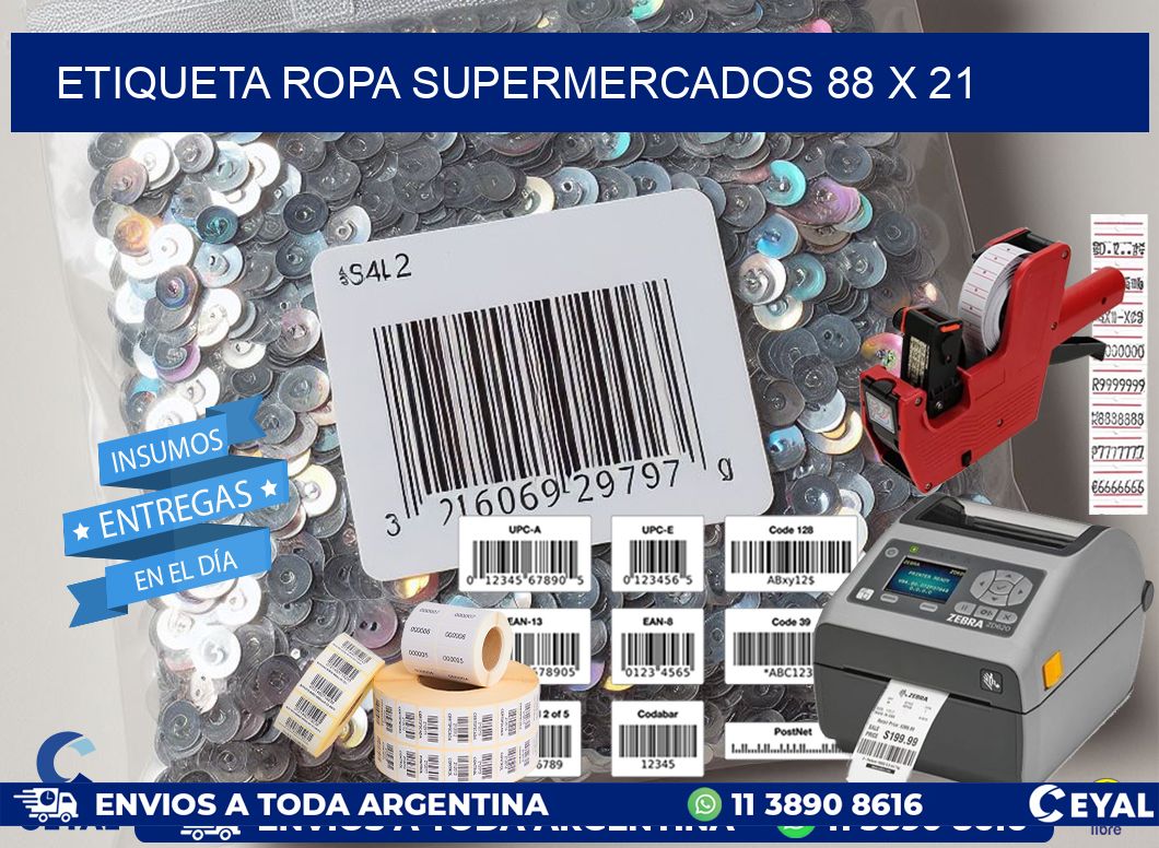ETIQUETA ROPA SUPERMERCADOS 88 x 21