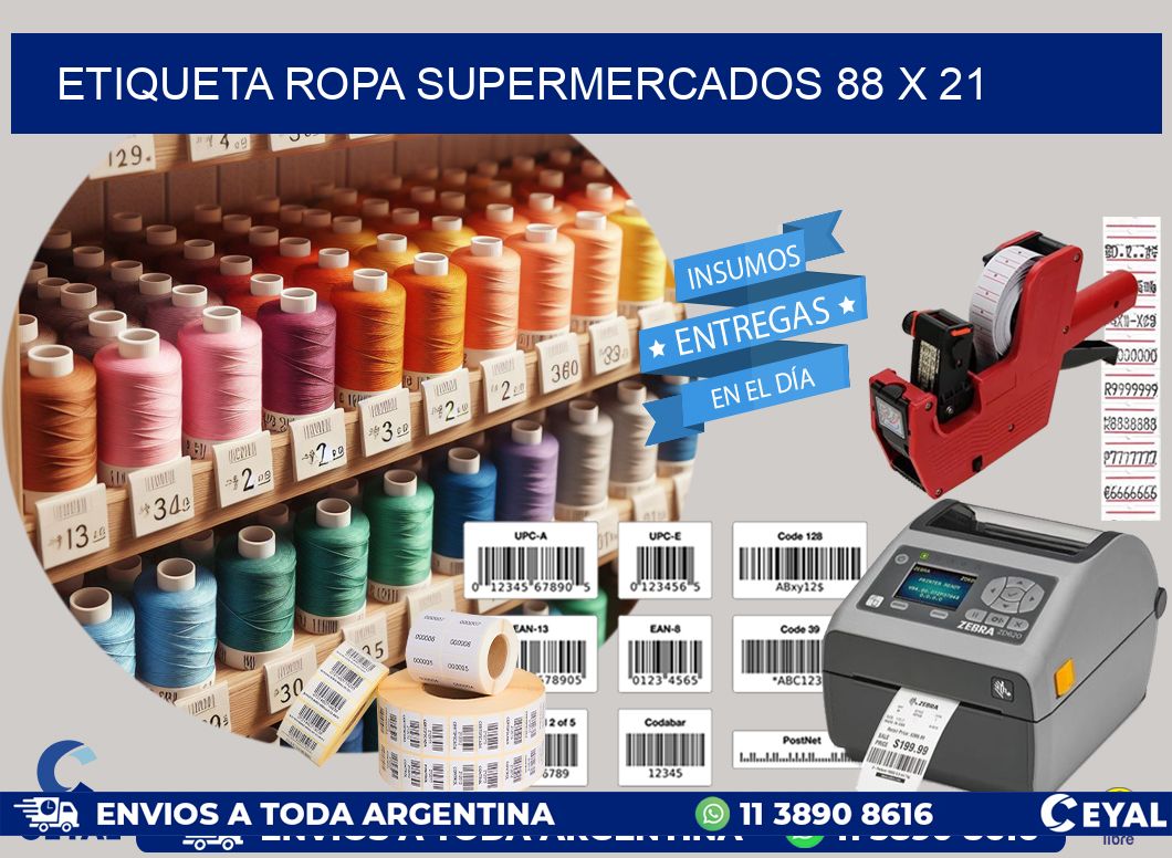 ETIQUETA ROPA SUPERMERCADOS 88 x 21