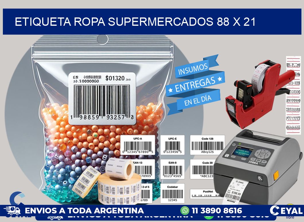 ETIQUETA ROPA SUPERMERCADOS 88 x 21