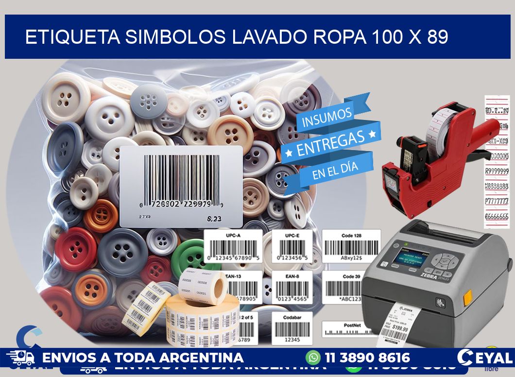 ETIQUETA SIMBOLOS LAVADO ROPA 100 x 89