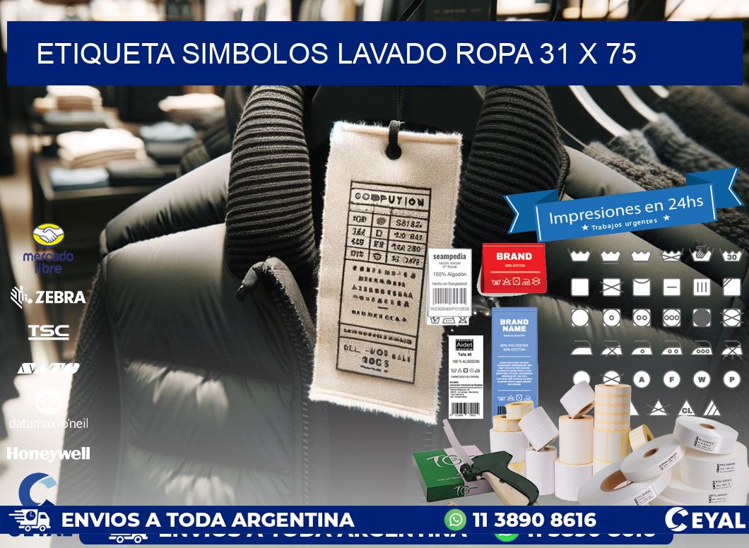 ETIQUETA SIMBOLOS LAVADO ROPA 31 x 75
