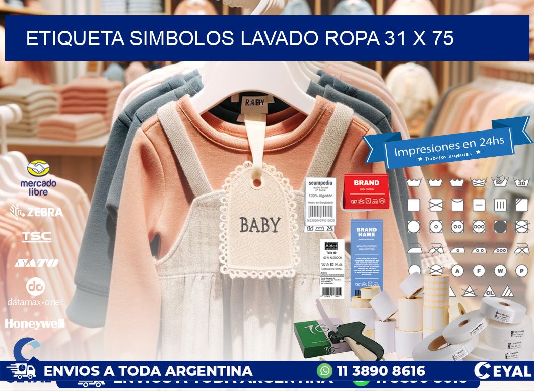ETIQUETA SIMBOLOS LAVADO ROPA 31 x 75