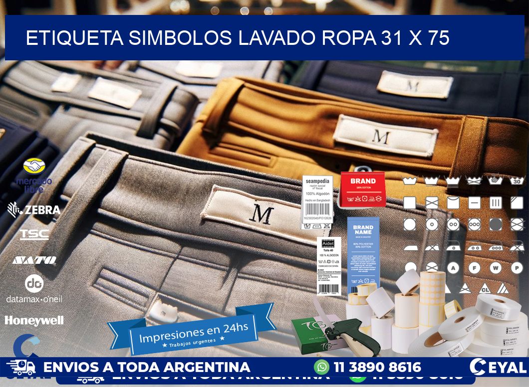 ETIQUETA SIMBOLOS LAVADO ROPA 31 x 75