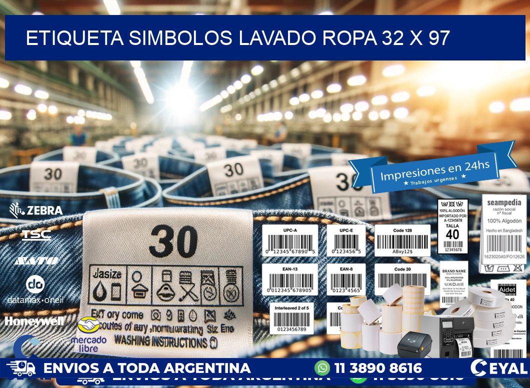 ETIQUETA SIMBOLOS LAVADO ROPA 32 x 97