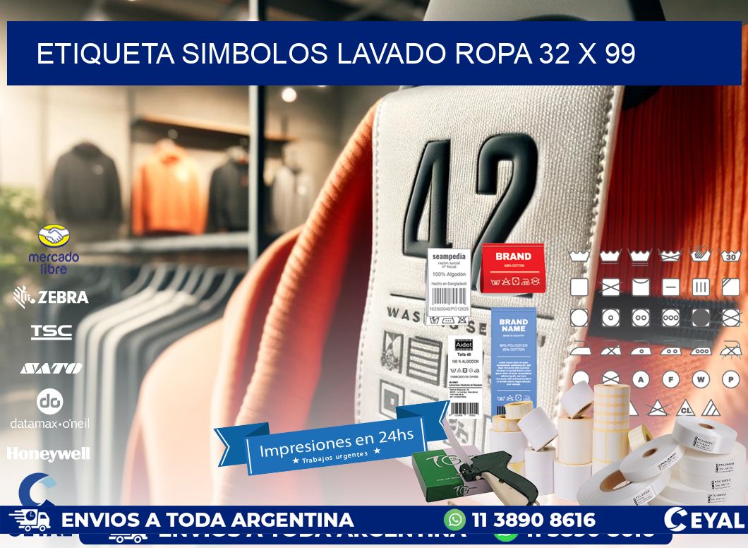 ETIQUETA SIMBOLOS LAVADO ROPA 32 x 99
