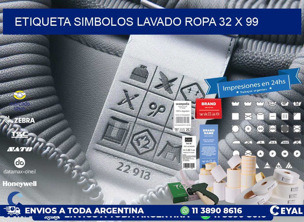 ETIQUETA SIMBOLOS LAVADO ROPA 32 x 99