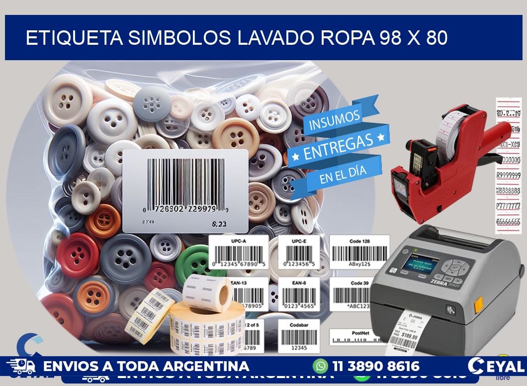 ETIQUETA SIMBOLOS LAVADO ROPA 98 x 80
