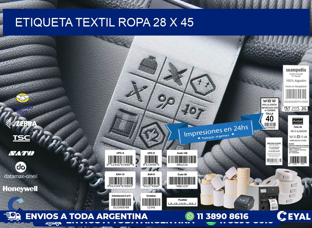 ETIQUETA TEXTIL ROPA 28 x 45