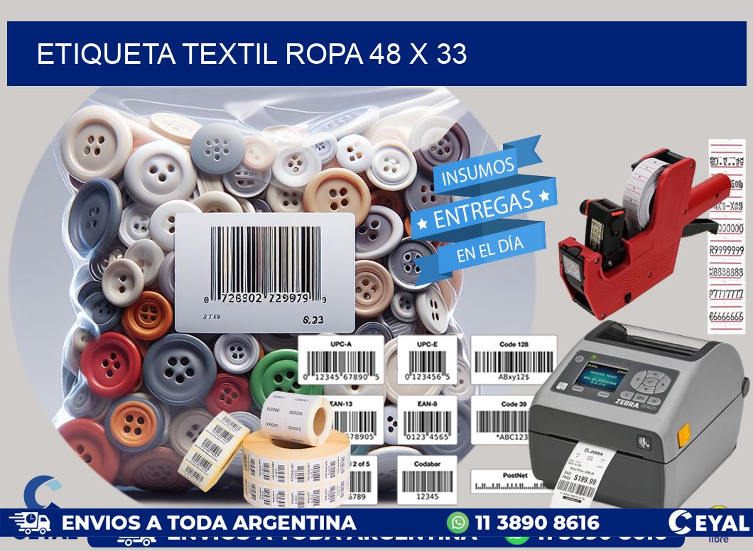 ETIQUETA TEXTIL ROPA 48 x 33