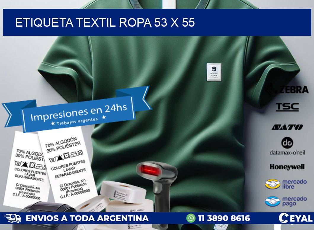 ETIQUETA TEXTIL ROPA 53 x 55