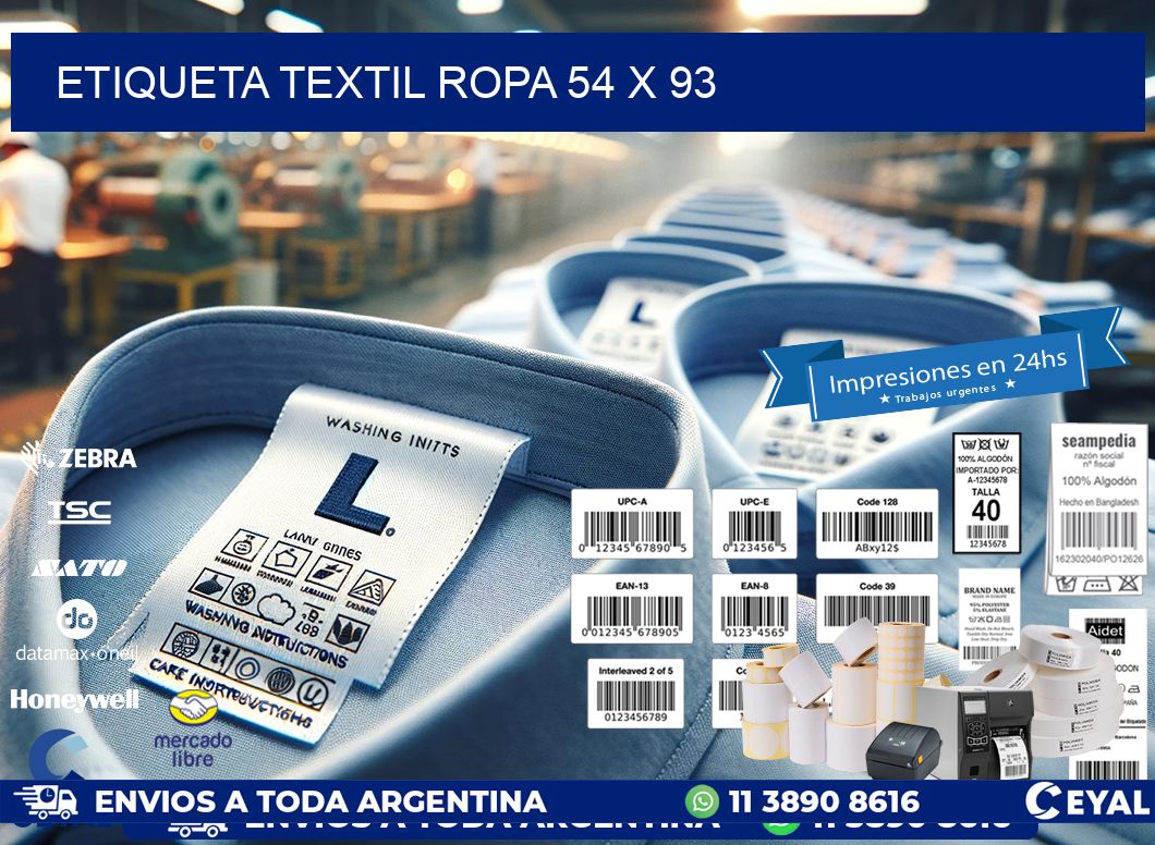 ETIQUETA TEXTIL ROPA 54 x 93
