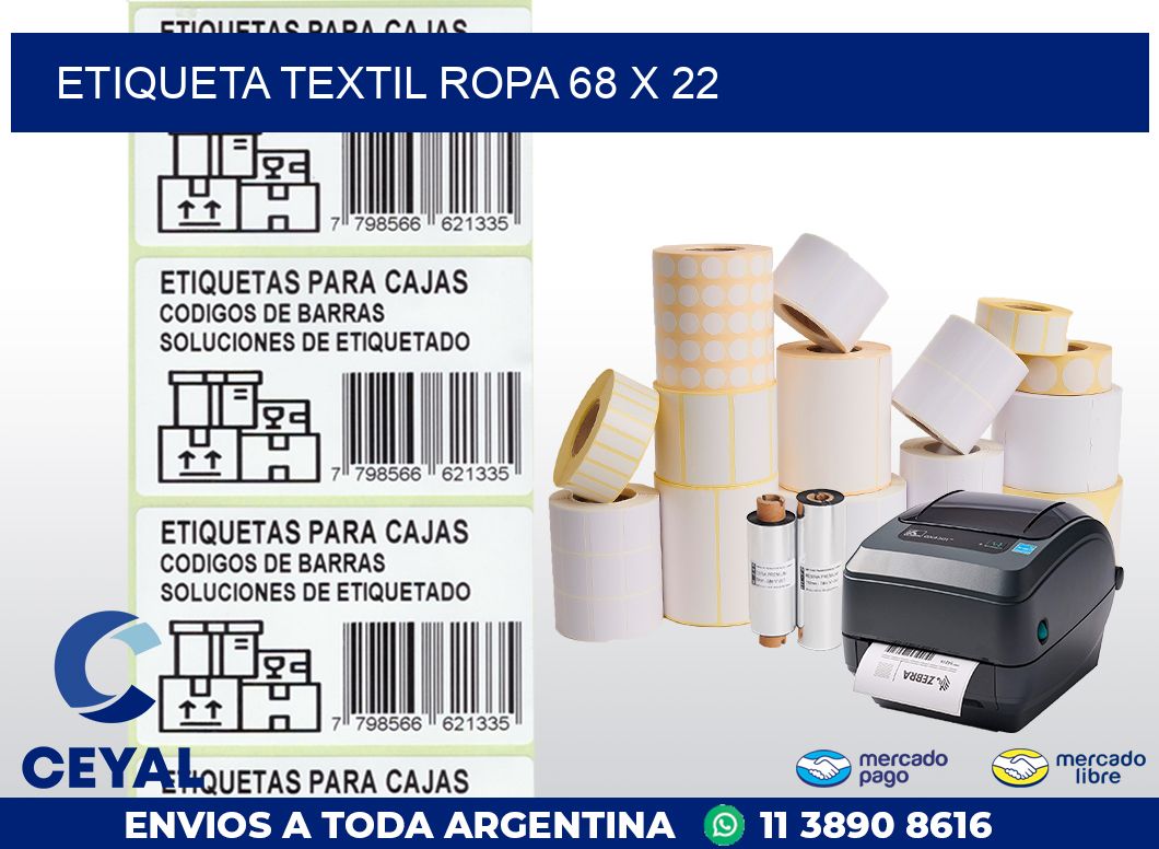 ETIQUETA TEXTIL ROPA 68 x 22