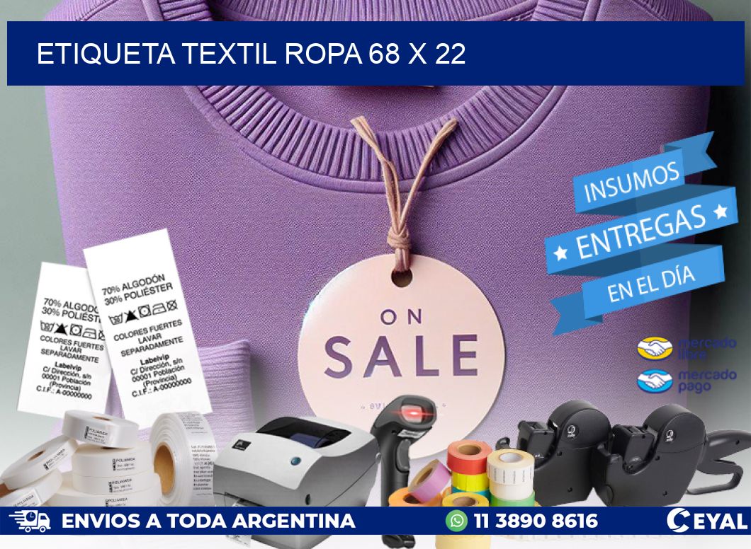 ETIQUETA TEXTIL ROPA 68 x 22