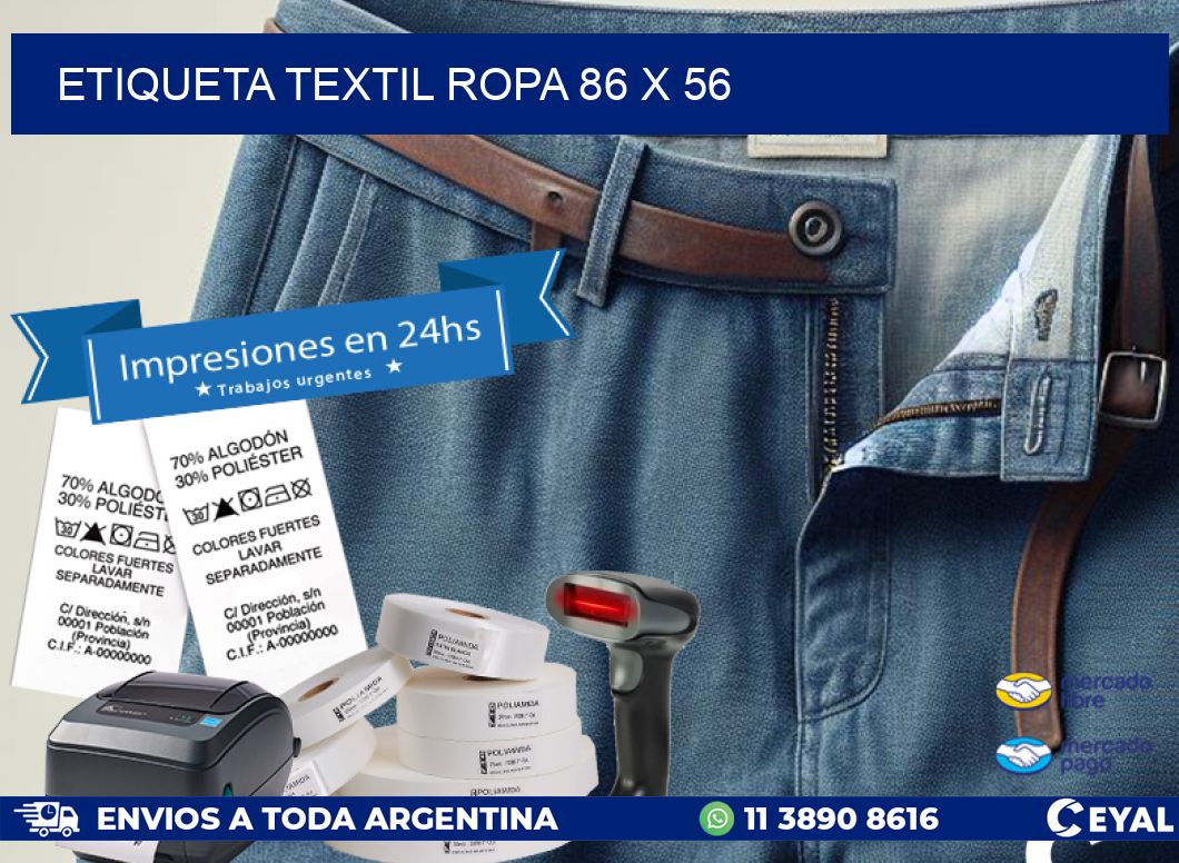 ETIQUETA TEXTIL ROPA 86 x 56